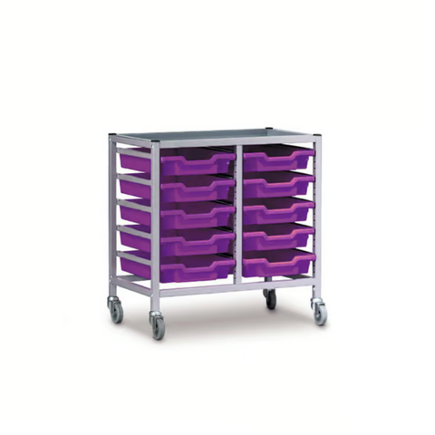 Science Under Bench Double Trolley 10 Shallow Trays