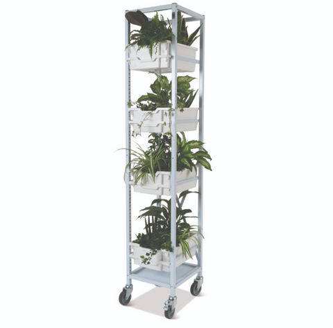 Tall Plant Tower Whte Frame, 4 Shallow & 4 Deep White Trays