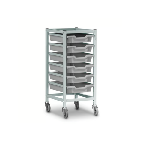 Science Bench Height Single Trolley 6 Shallow Trays