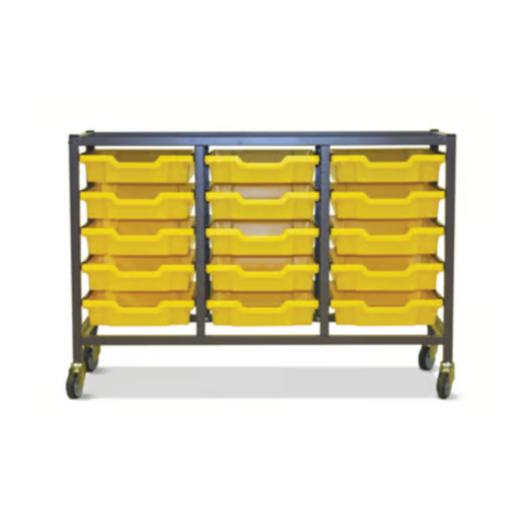 Science Under Bench Treble Trolley 15 Shallow Trays
