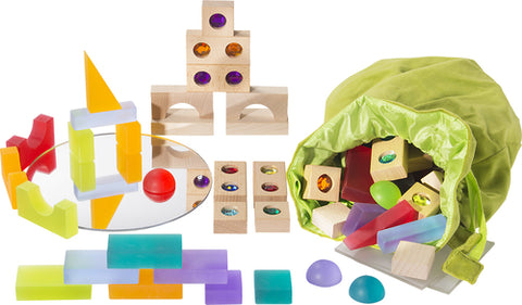 Treasure Building Blocks in Velvet Bag