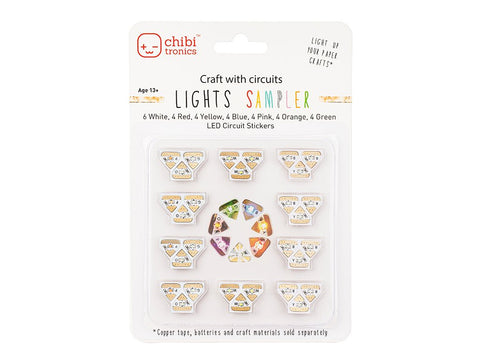Lights Sampler MegaPack (30 LED Stickers) Red, Yellow, Blue, Pink, Orange, Green and White