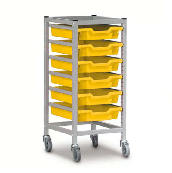 Science Bench Height Single Trolley 6 Shallow Trays