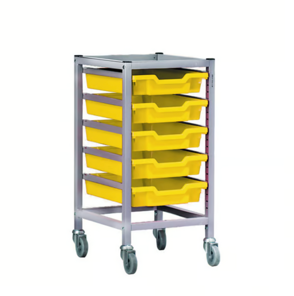 Science Under Bench Single Trolley 5 Shallow Trays