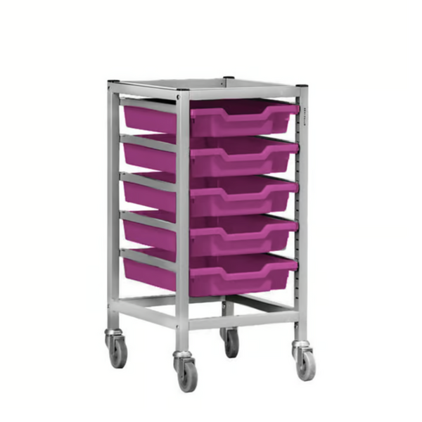 Science Under Bench Single Trolley 5 Shallow Trays