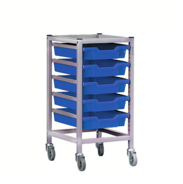Science Under Bench Single Trolley 5 Shallow Trays