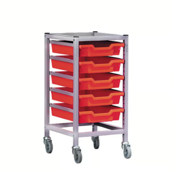 Science Under Bench Single Trolley 5 Shallow Trays