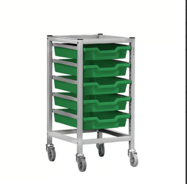 Science Under Bench Single Trolley 5 Shallow Trays