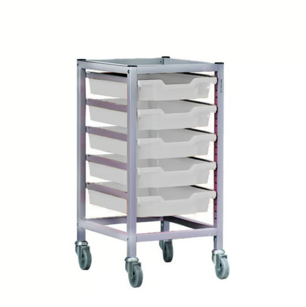 Science Under Bench Single Trolley 5 Shallow Trays