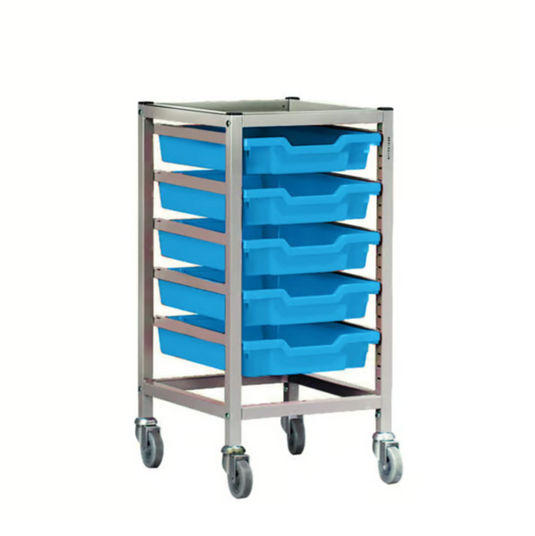 Science Under Bench Single Trolley 5 Shallow Trays