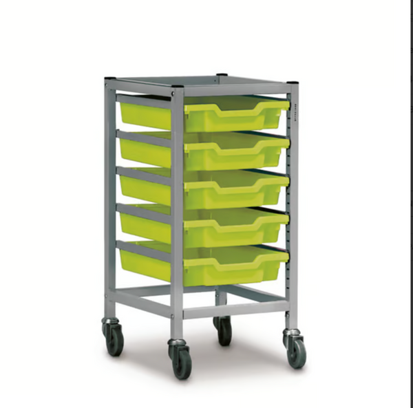 Science Under Bench Single Trolley 5 Shallow Trays