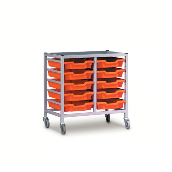 Science Under Bench Double Trolley 10 Shallow Trays