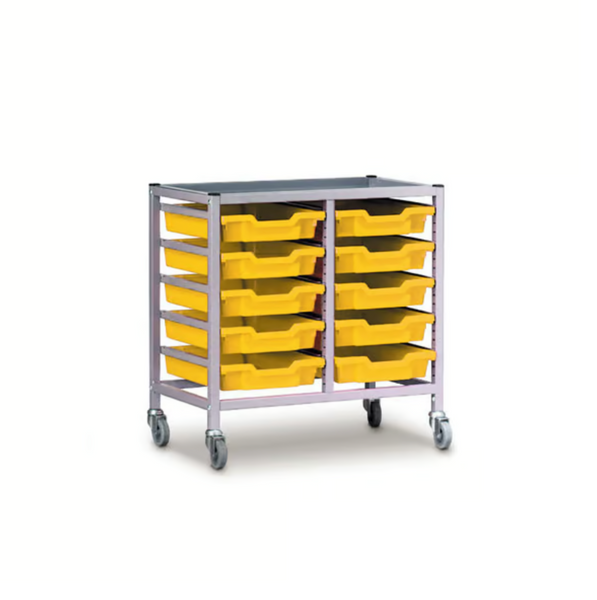 Science Under Bench Double Trolley 10 Shallow Trays