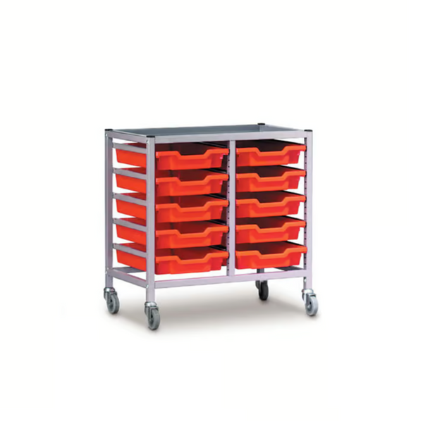 Science Under Bench Double Trolley 10 Shallow Trays