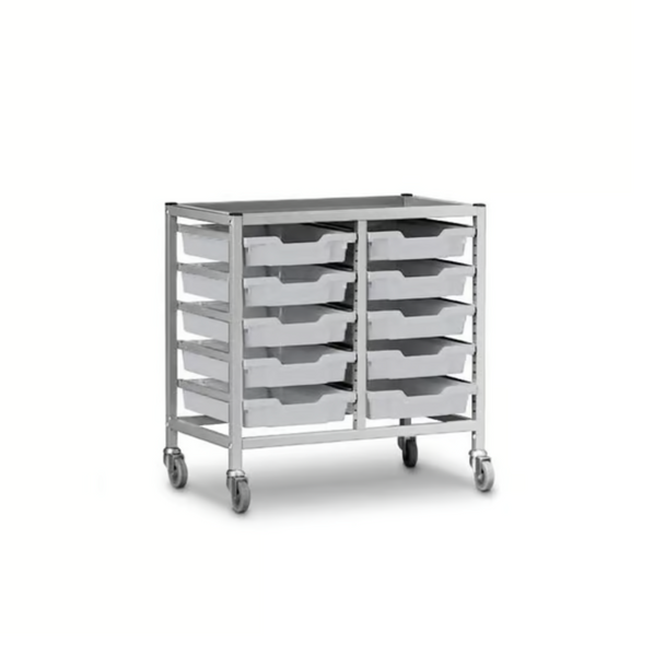 Science Under Bench Double Trolley 10 Shallow Trays