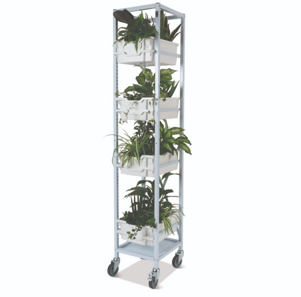Tall Plant Tower Whte Frame, 4 Shallow & 4 Deep White Trays
