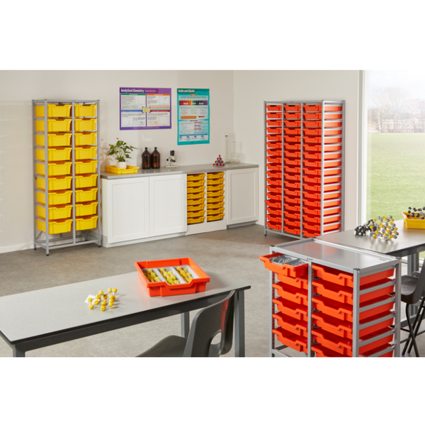 Science Bench Height Double Trolley 12 Shallow Trays