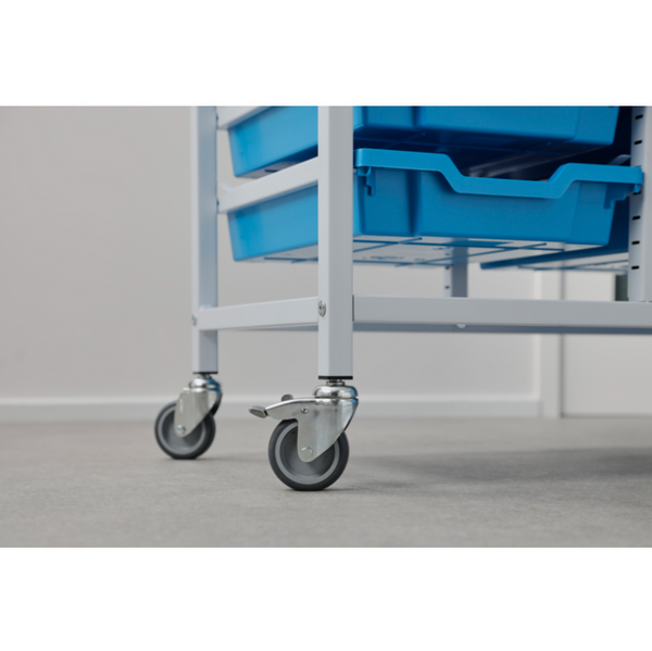 Science Bench Height Double Trolley 12 Shallow Trays