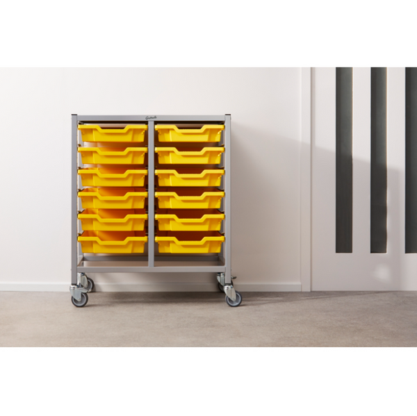 Science Bench Height Double Trolley 12 Shallow Trays