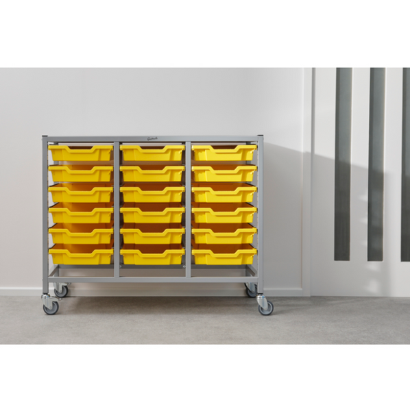 Science Bench Height Treble Trolley 18 Shallow Trays