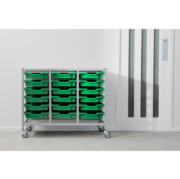 Science Bench Height Treble Trolley 18 Shallow Trays