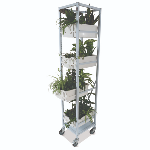 Tall Plant Tower Whte Frame, 4 Shallow & 4 Deep White Trays