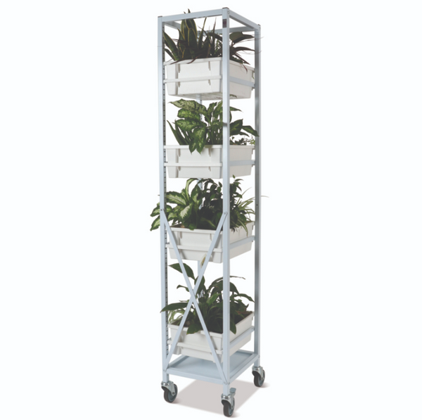 Tall Plant Tower Whte Frame, 4 Shallow & 4 Deep White Trays