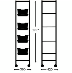 Tall Plant Tower Whte Frame, 4 Shallow & 4 Deep White Trays