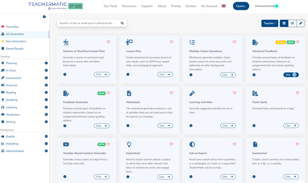 TeacherMatic Language Teaching Edition - generators