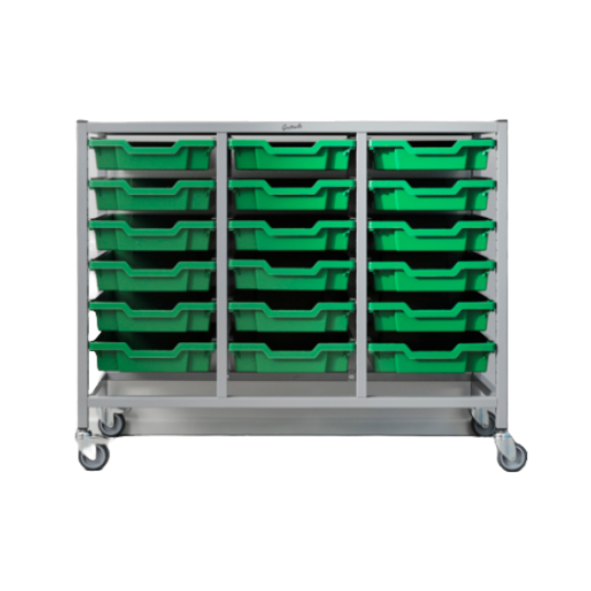 Science Bench Height Treble Trolley 18 Shallow Trays
