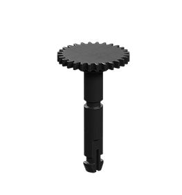 Clip axle with gear wheel T28, m=0.5, black