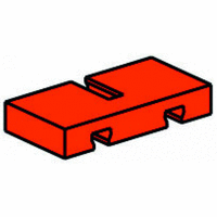 Building plate 15x30x5 with 3 grooves, red