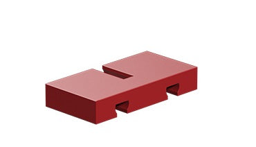 Building plate 15x30x5 with 3 grooves, red