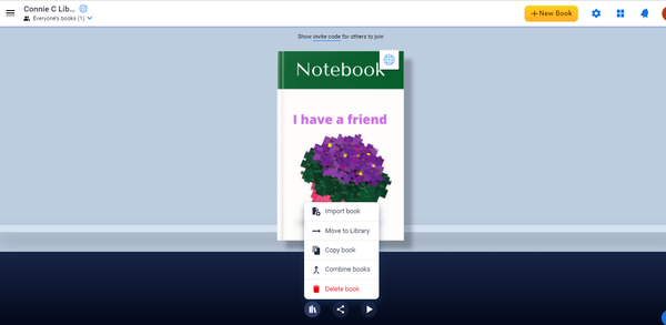 Book options inside the library