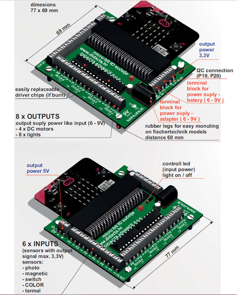 T5 8 outputs 6 inputs  3.3 and 5V  I/O board for the micro:bit